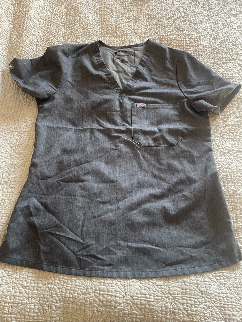 Figs Grey V-Neck Scrub Top size small